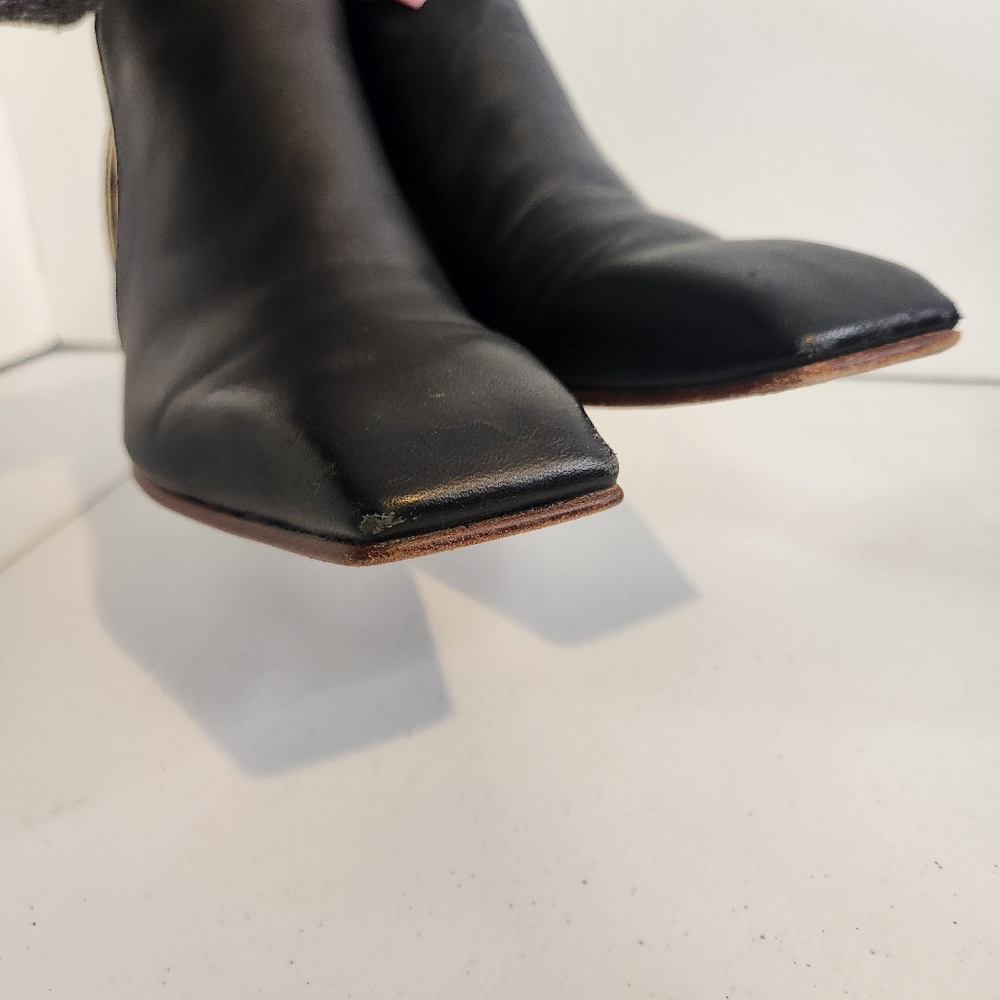 John Fluevog Super Fine Prestige Black Leather Slip On High Heel Shoes Size 9.5 - Picture 11 of 15